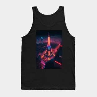 Eiffel Tower Cyberpunk Tank Top